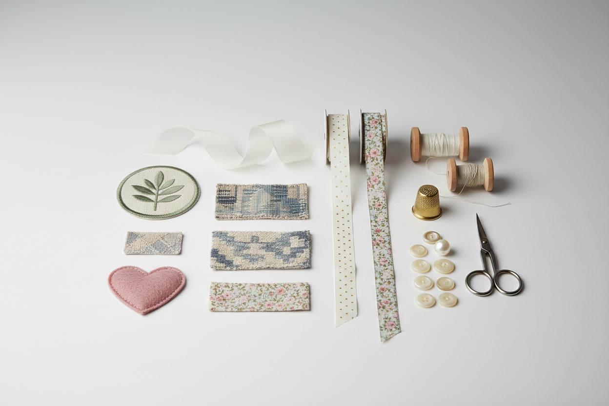 Accesorii textile olmarkt – patch-uri, panglici și garnituri decorative pentru cusut și personalizare