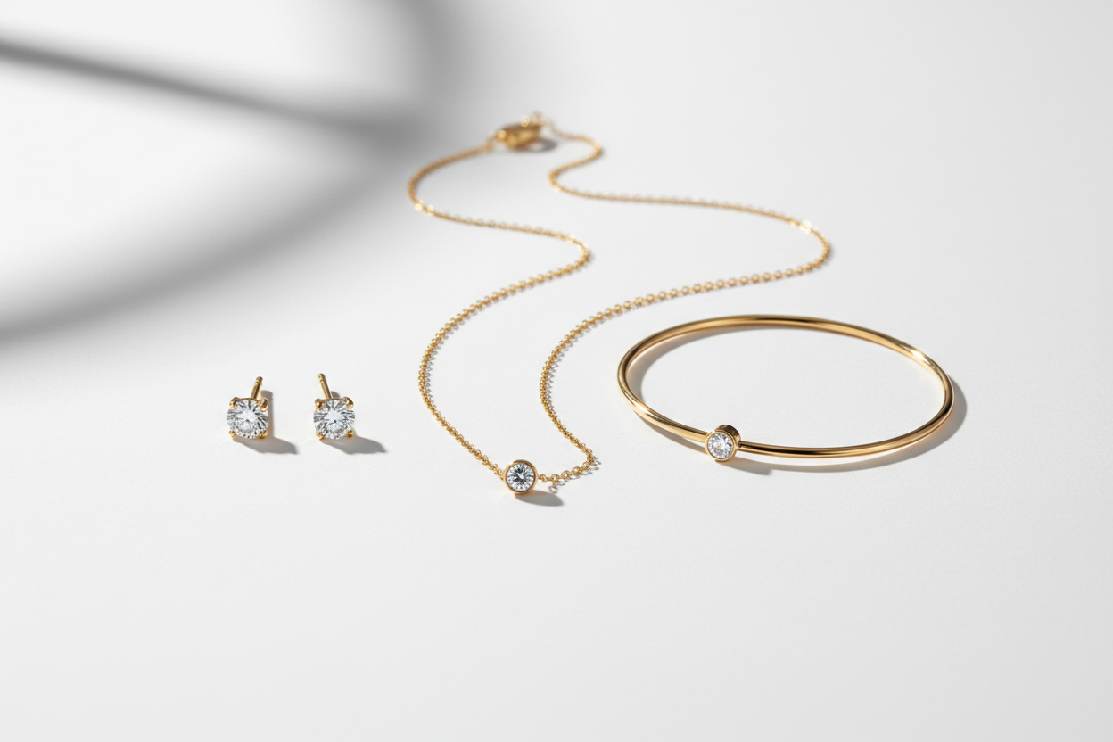 Colecție bijuterii elegante olmarkt – coliere, cercei, brățări și inele suflate cu aur 18k și argint