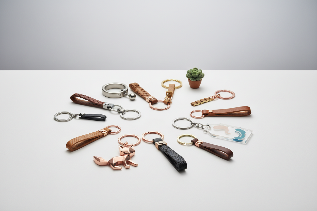 Brelocuri decorative olmarkt – brelocuri suflate aur 18k, metalice și din piele pentru chei