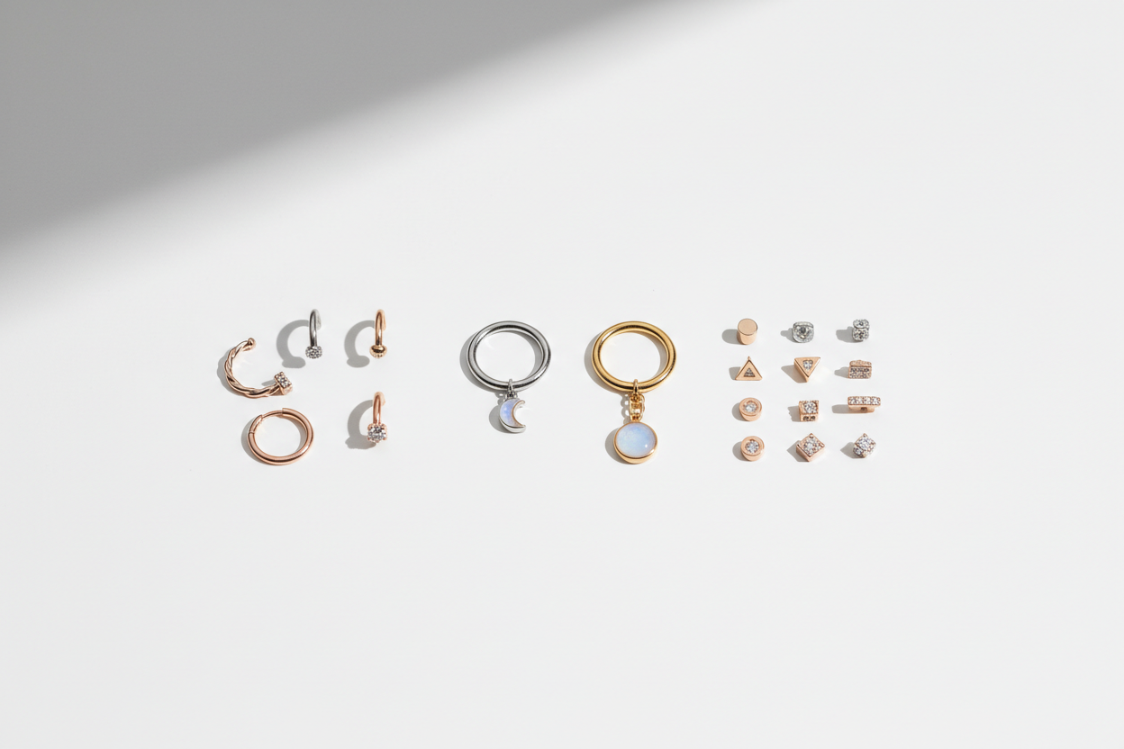 Piercing - Bijuterii piercing olmarkt – inele nas, cartilaj și buric suflate cu aur 18k și oțel chirurgical