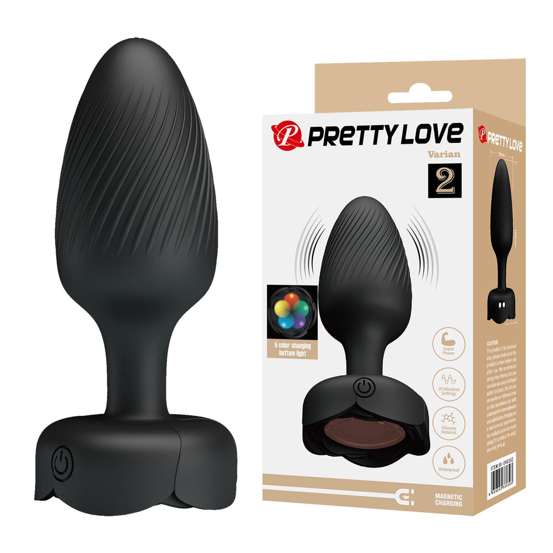 Plug anal vibrant Pretty Love Varian din silicon cu LED, 10 moduri