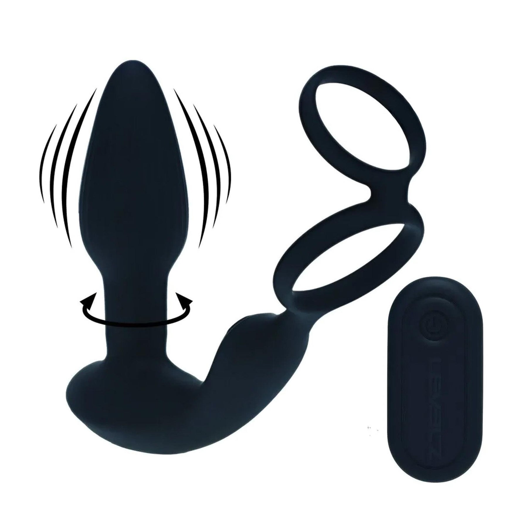 Masaj de prostată din silicon Levelz cu perle rotative și telecomandă 17 cm