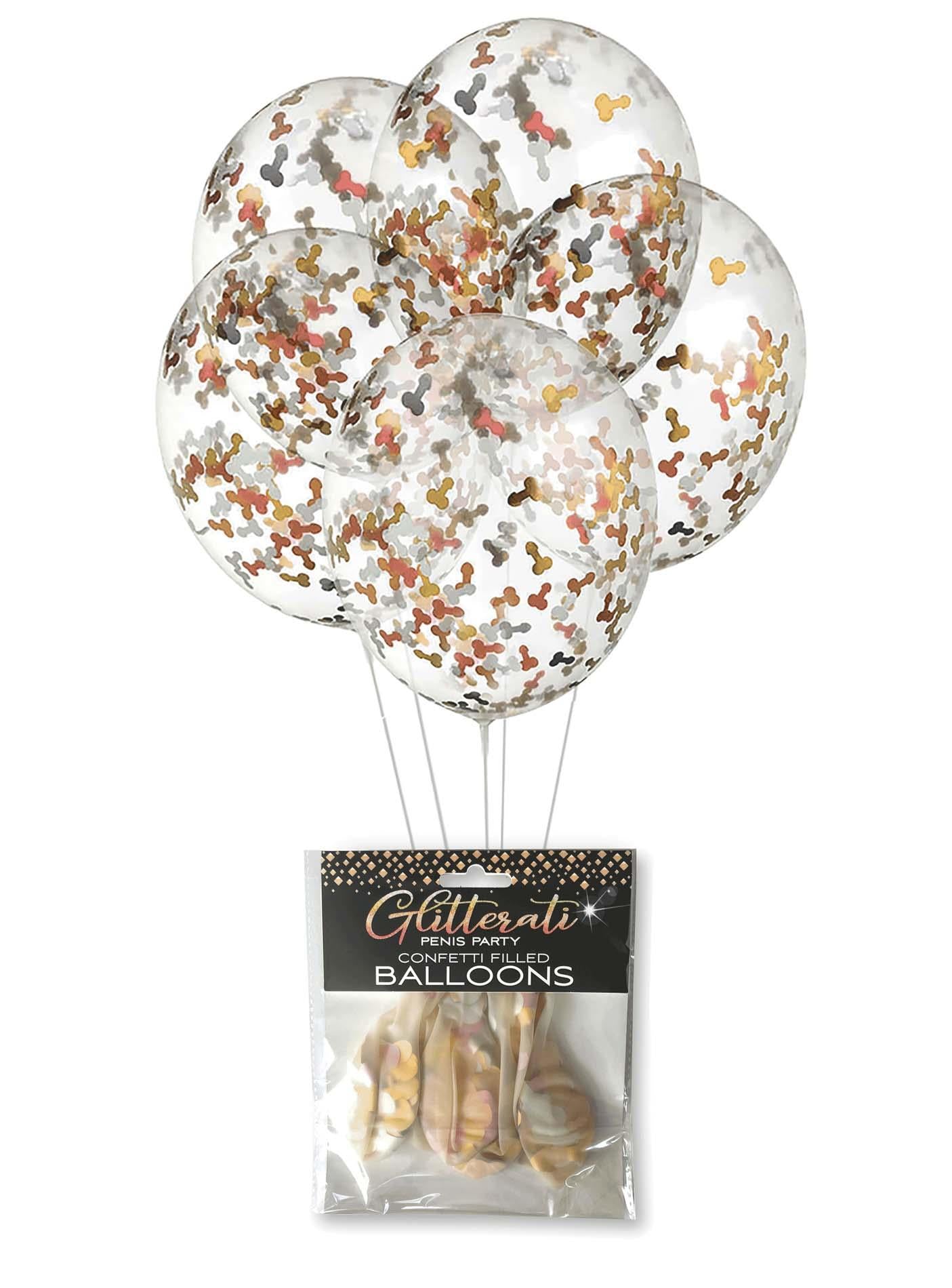 Baloane Glitterati cu Confetti Penis, Set 5