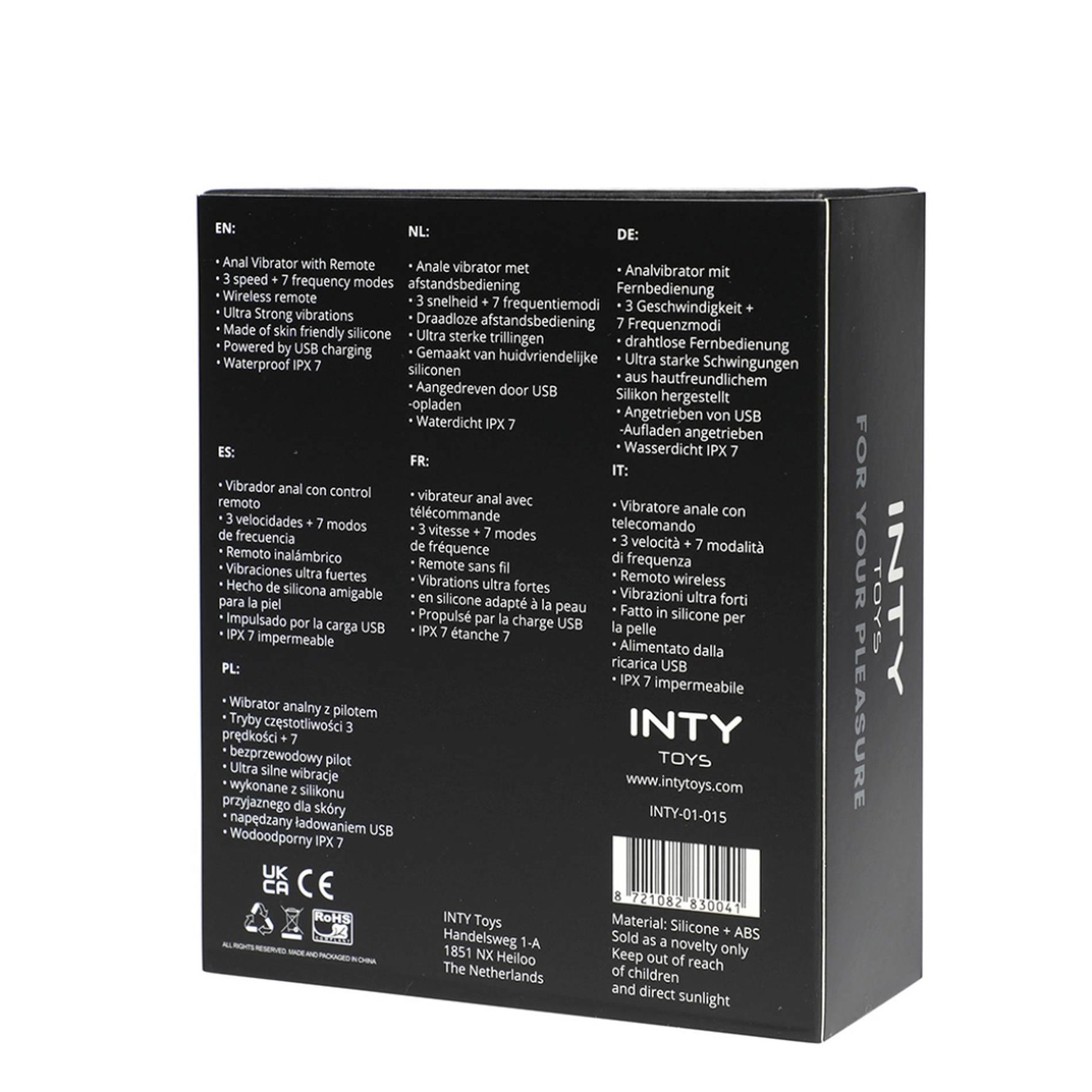 Vibrator anal USB din silicon INTY Toys Blade cu telecomandă