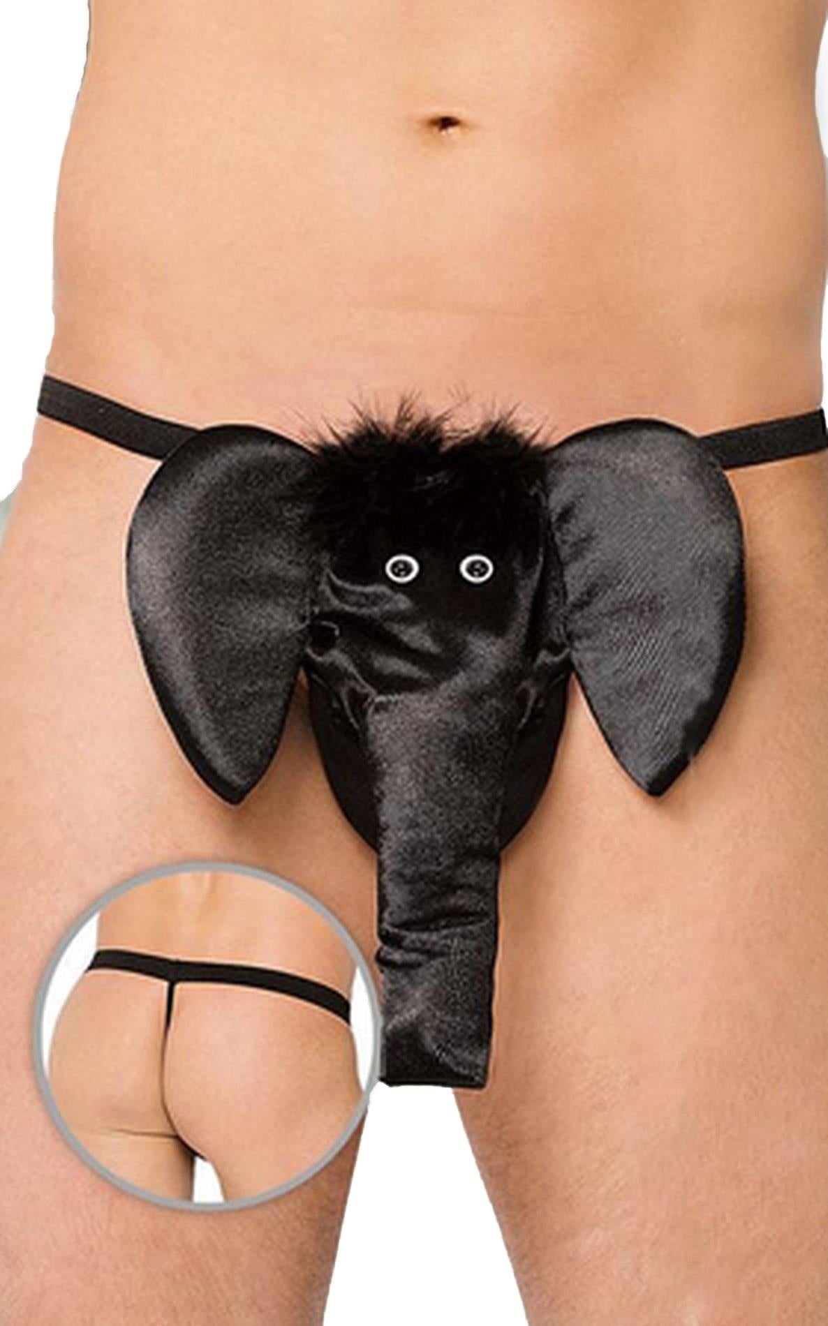 Tanga bărbătească cu motiv de elefant SoftLine 4416 negru S/L