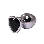 Plug anal cu inimă mică din argint și cristal negru Fantasy 7 cm