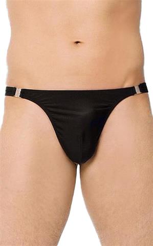 Tanga satinată SoftLine 4432 cu deschideri, negru M
