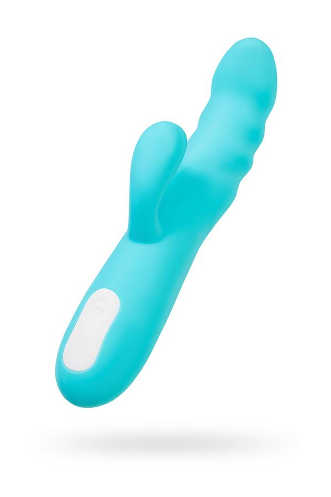 Vibrator rotativ tip iepuraș JOS MERRY SWI silicon albastru 20,7 cm USB