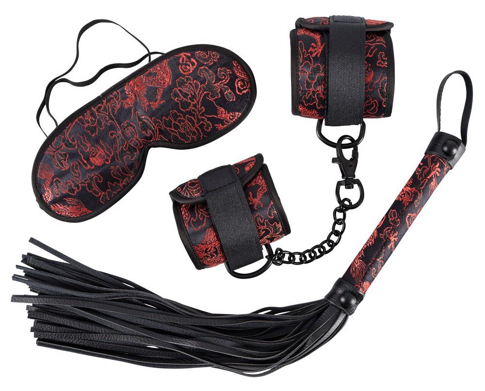 Set de bondage Bad Kitty din satin, negru, 38 cm