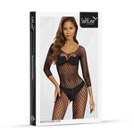 Body-ciorap erotic din plasă SoftLine negru, mărime unică