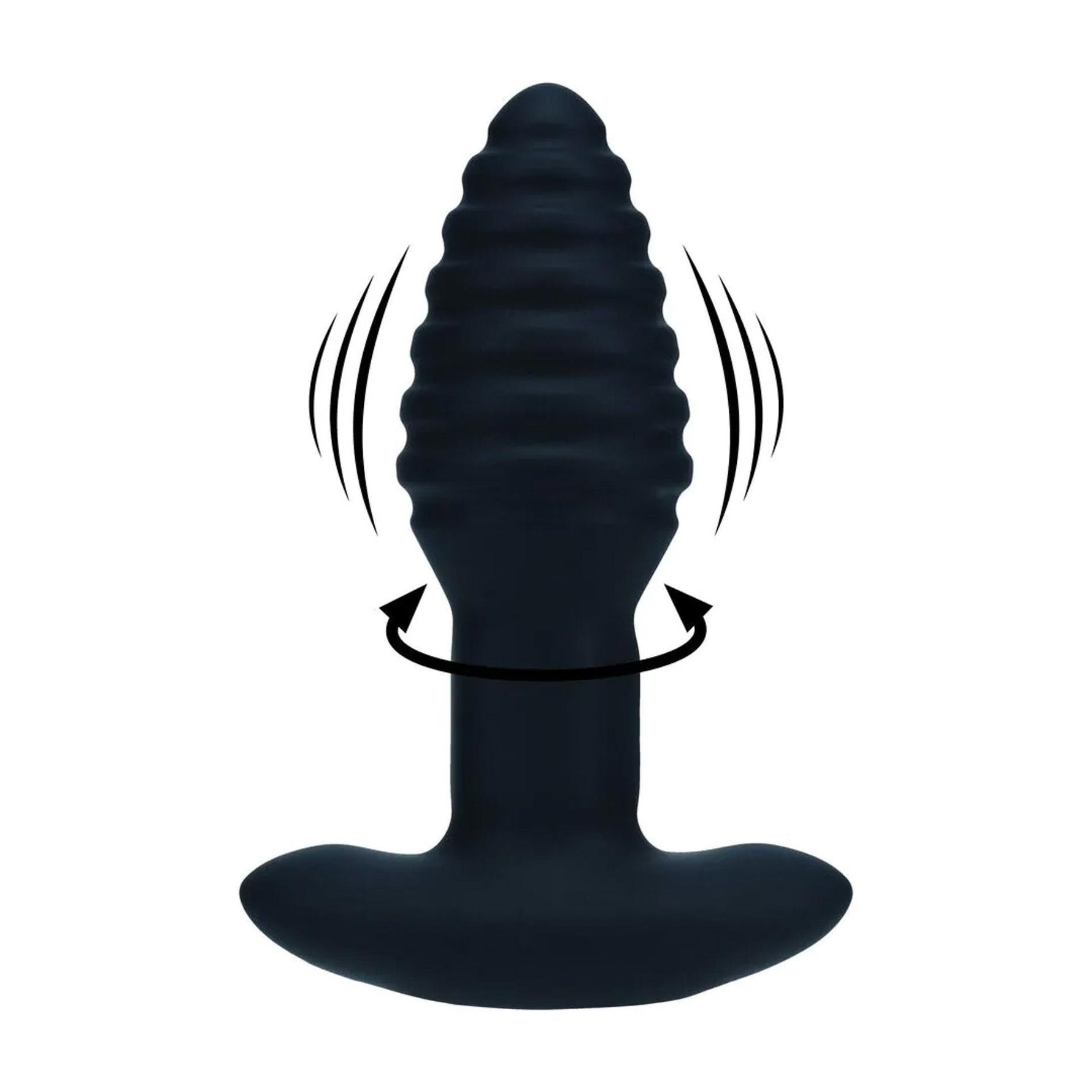 Plug anal rotativ vibrant Levelz, cu nervuri, silicon, negru, 12,5 cm