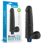 Dildo vibrant realist Lovetoy Real Softee, negru, USB, 23 cm