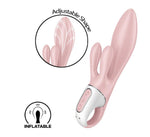 Vibrator gonflabil Satisfyer Air Pump Bunny 3 roz cu USB, în formă de iepuraș