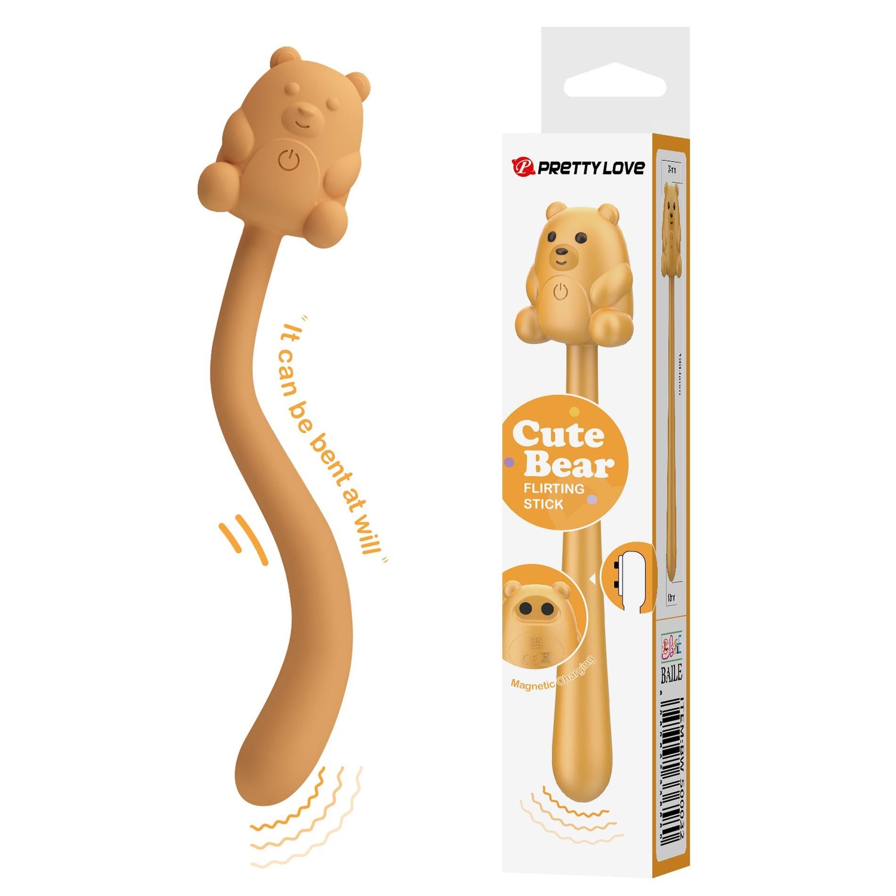 Stimulator clitoridian USB din silicon cu 7 vibrații Drăguț Ursuleț Pretty Love