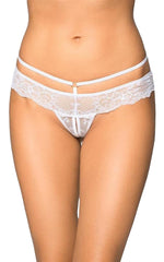 Tanga SoftLine 2475 din dantelă cu decupaj, alb M/L