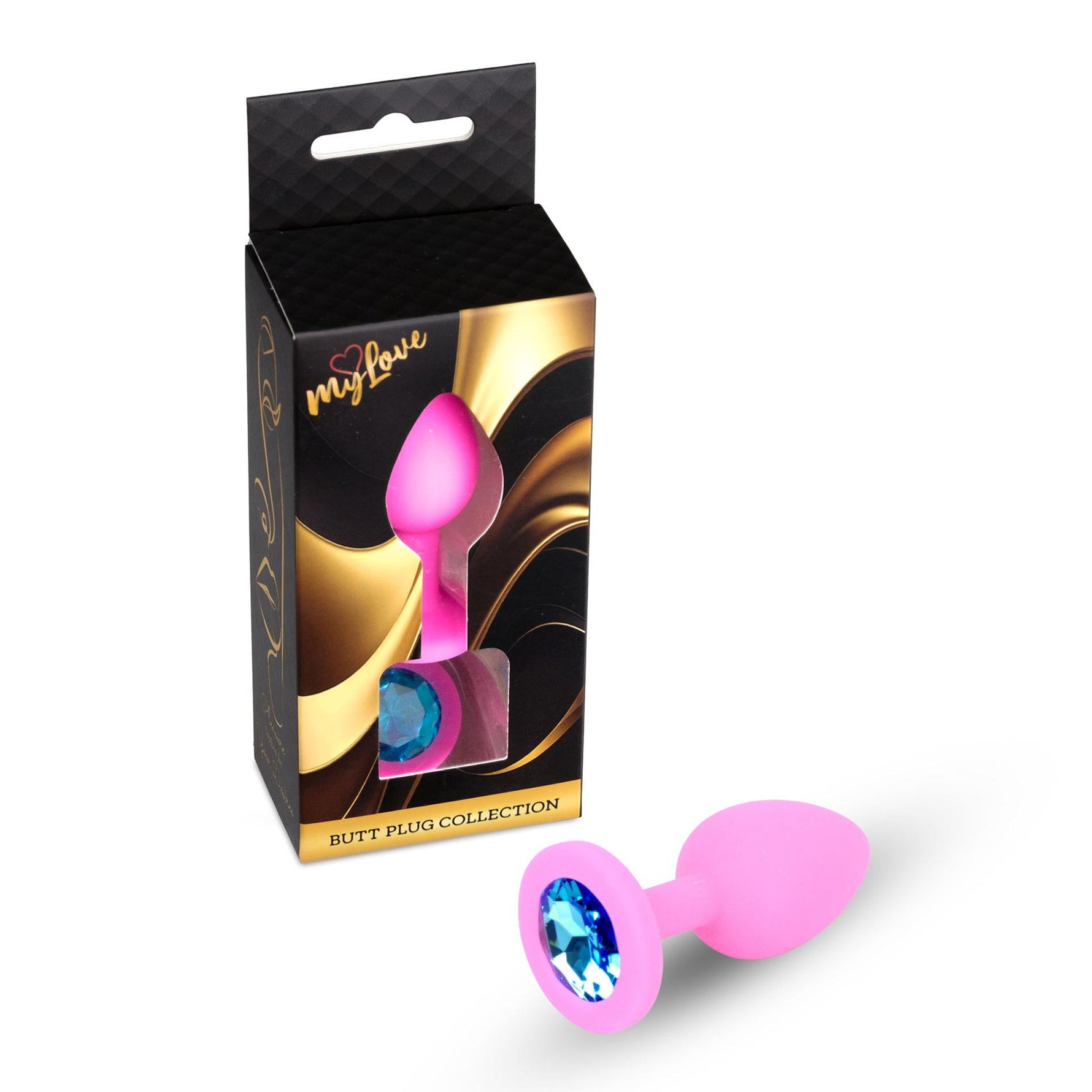 Dop anal cu diamant din silicon MyLove Toys, roz, 7 cm
