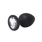 Dop anal din silicon negru, mediu, cu cristale albe Fantasy, 8 cm