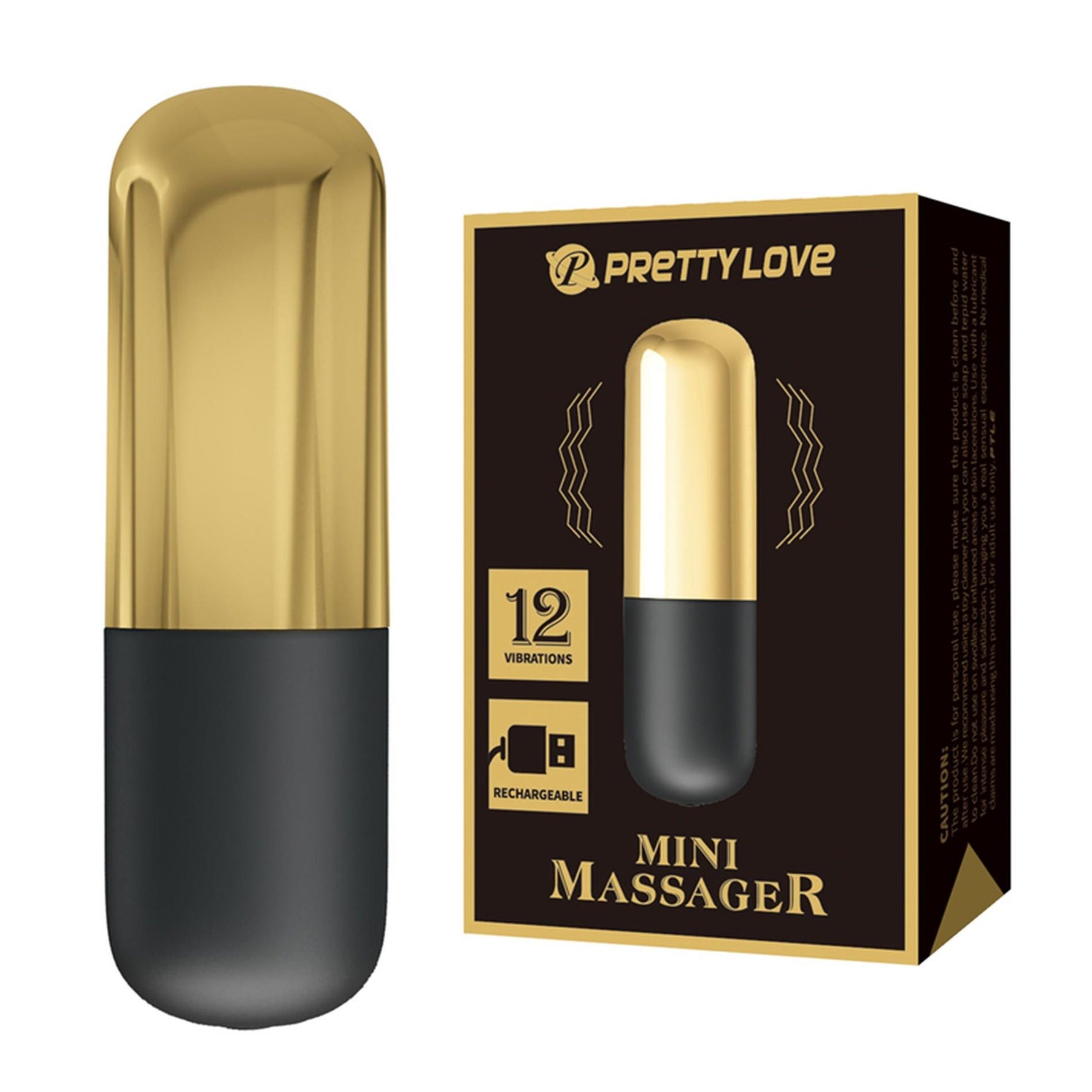 Mini vibrator Pretty Love auriu cu 12 funcții