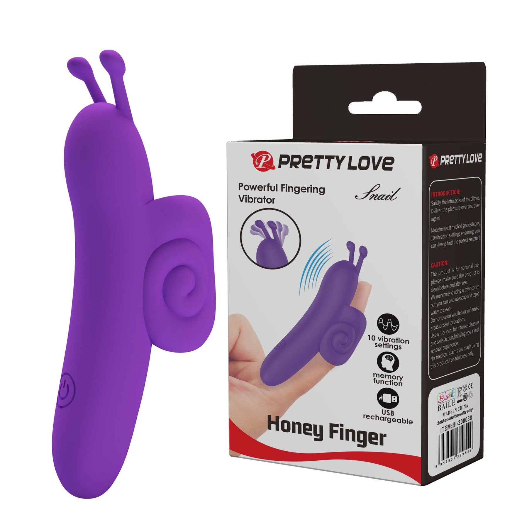 Vibrator deget Pretty Love Snail USB din silicon, 10 funcții
