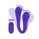 Vibrator Loveline flexibil din silicon cu două fețe și telecomandă, violet, 23 cm