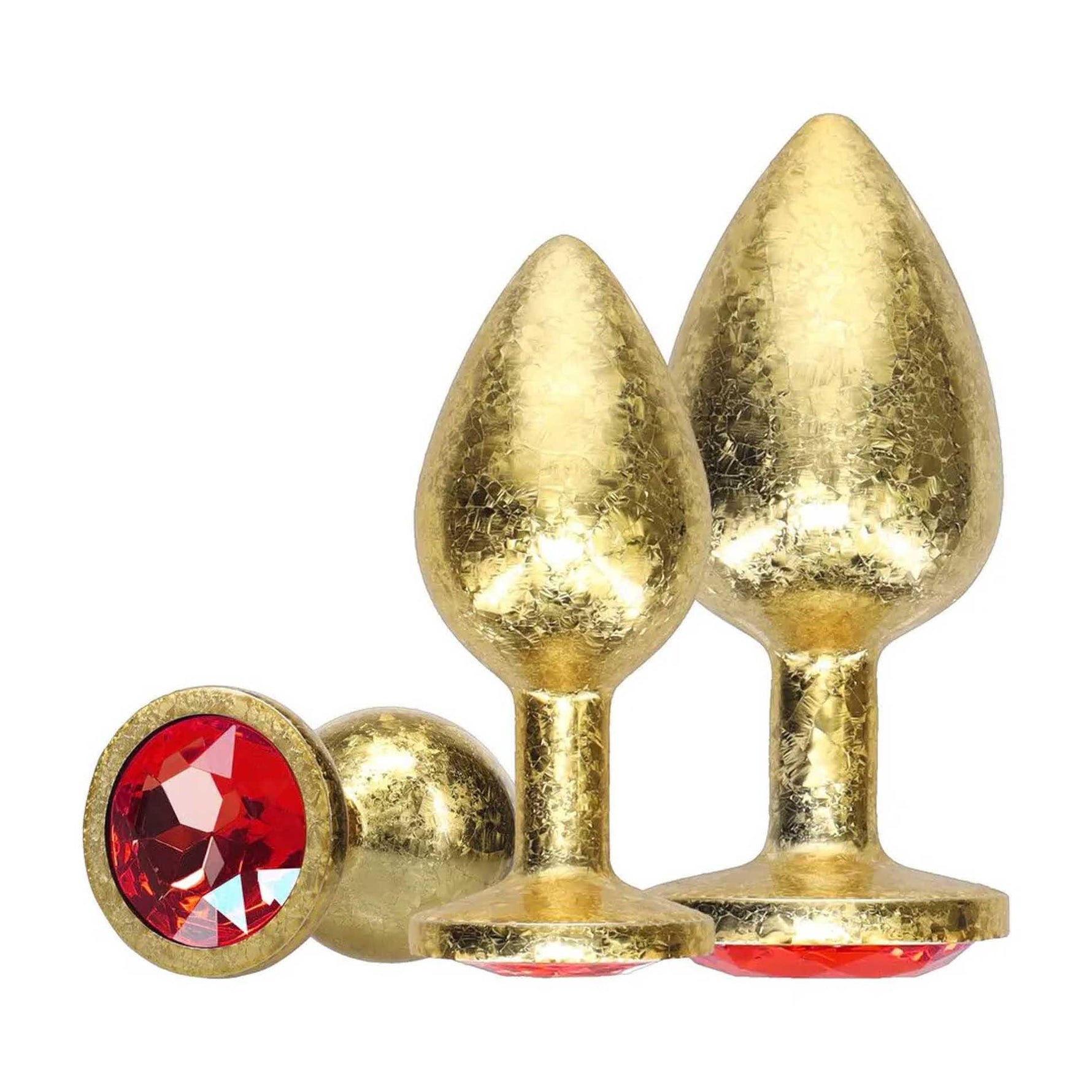 Set de dopuri anale din aluminiu Ouch Gold cu cristale