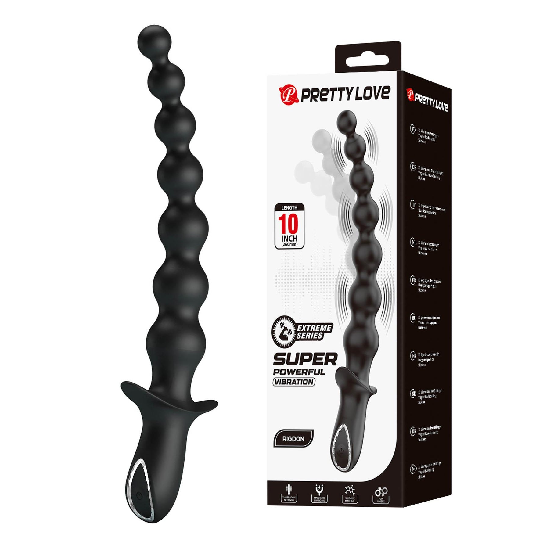 Pretty Love Dedron Vibrator Anal cu USB, Negru, 25 cm