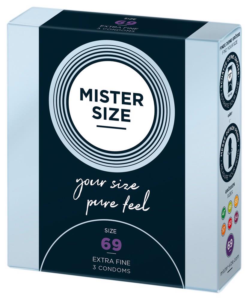 Prezervative vegane ultra-subțiri Mister Size 69 mm, 3 bucăți