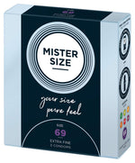 Prezervative vegane ultra-subțiri Mister Size 69 mm, 3 bucăți