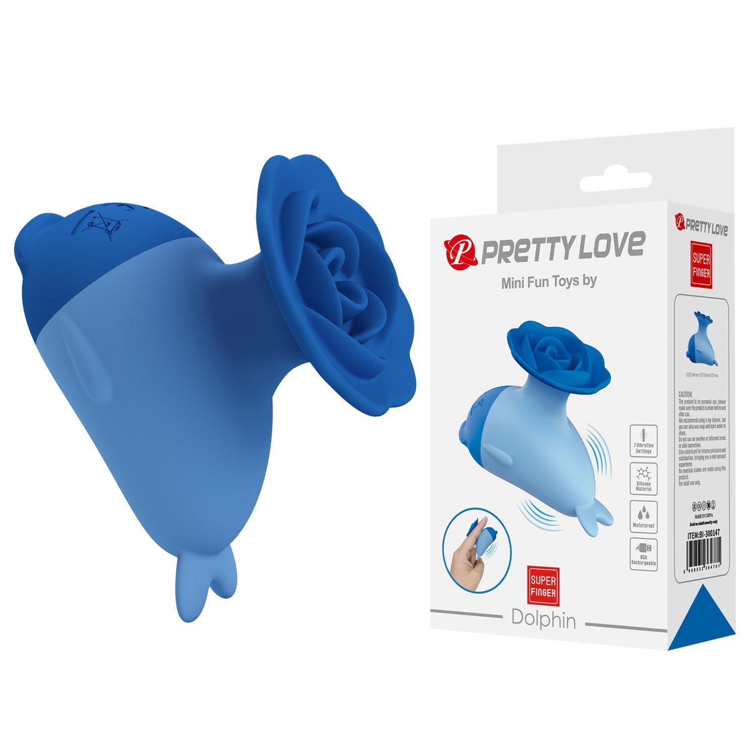 Stimulator clitoridian mini din silicon albastru Pretty Love Dolphin