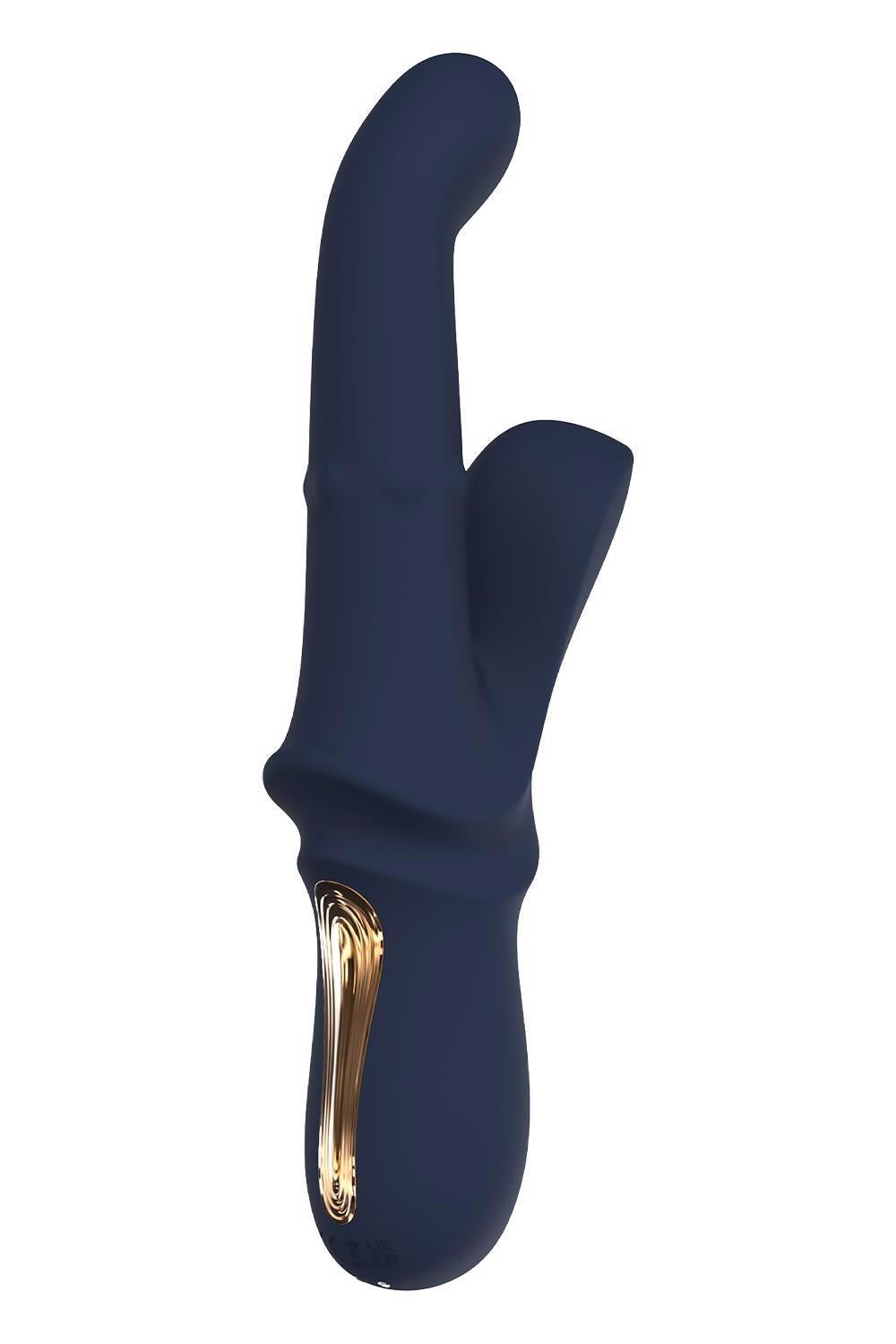 Vibrator Dreamtoys Iris Duo Bunny cu Teste, Albastru