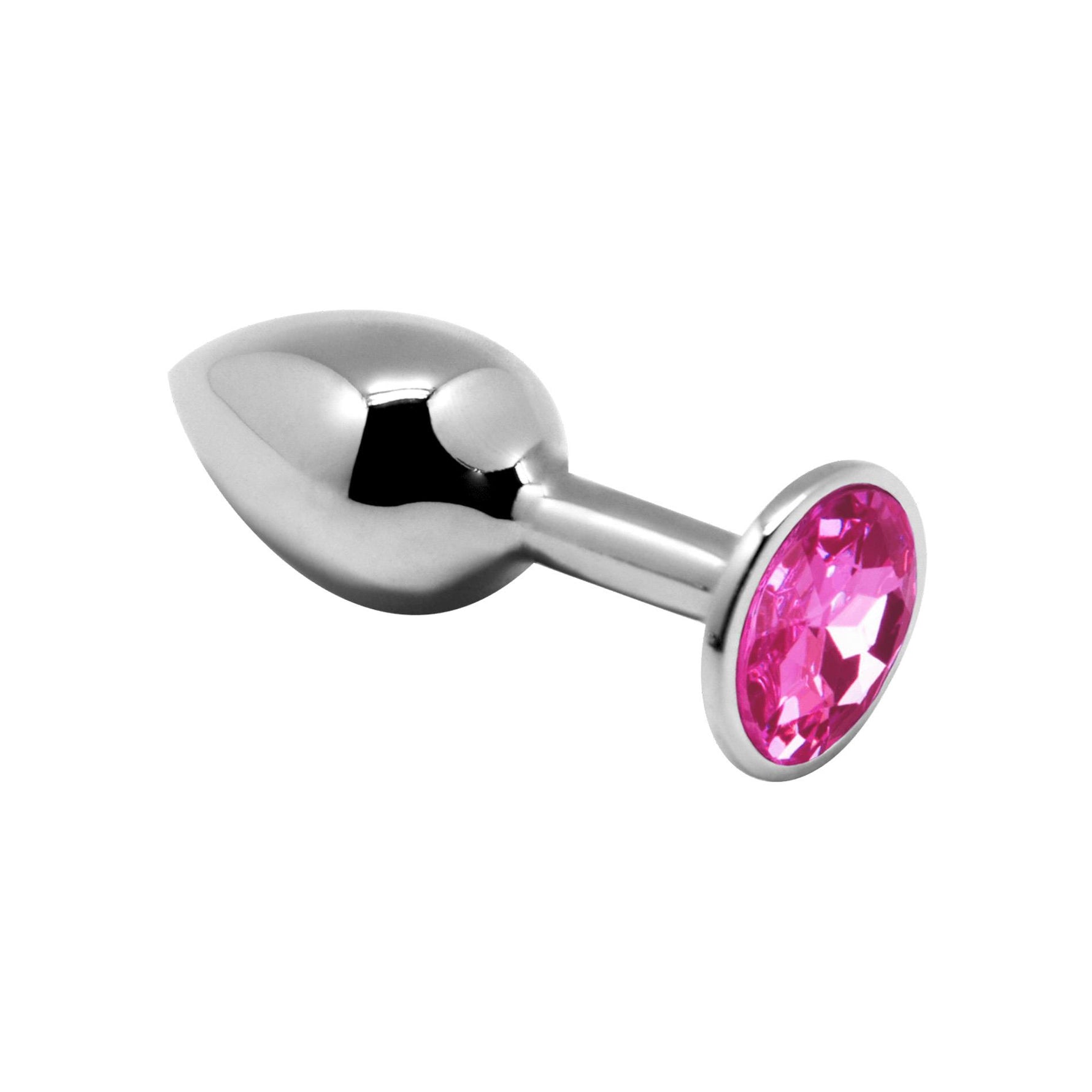 Plug anal metalic Alive M roz cu cristal albastru