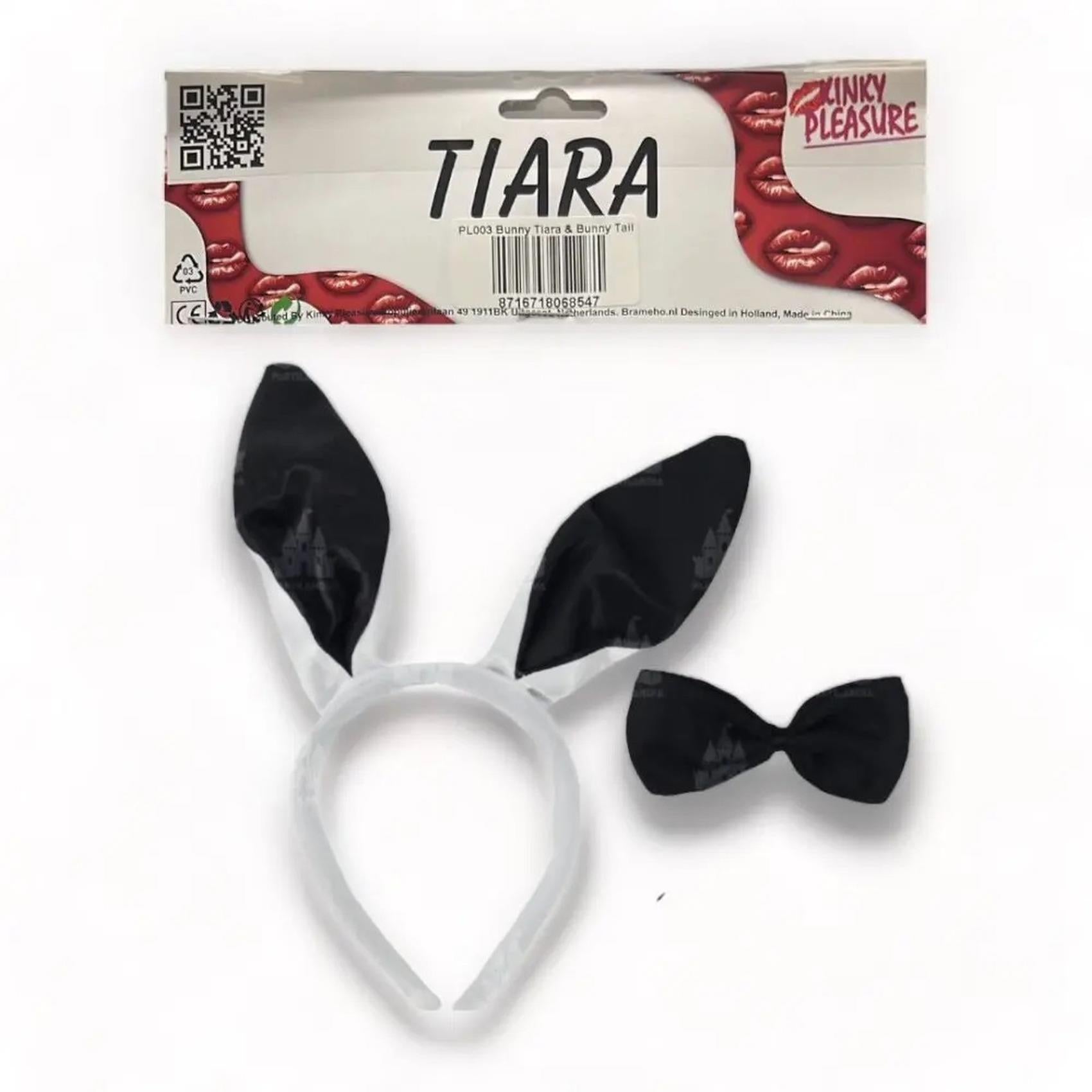 Set Kinky Pleasure Tiara și Coadă de Iepuraș Albe