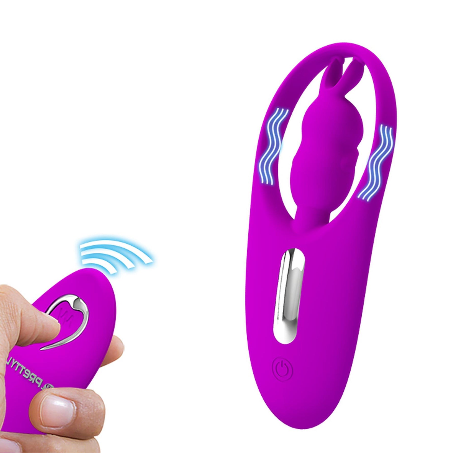 Vibrator Pretty Love din silicon cu model iepuraș, cu 12 funcții, telecomandă USB