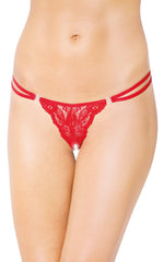 Tanga SoftLine din dantelă cu capse, roșu S/L