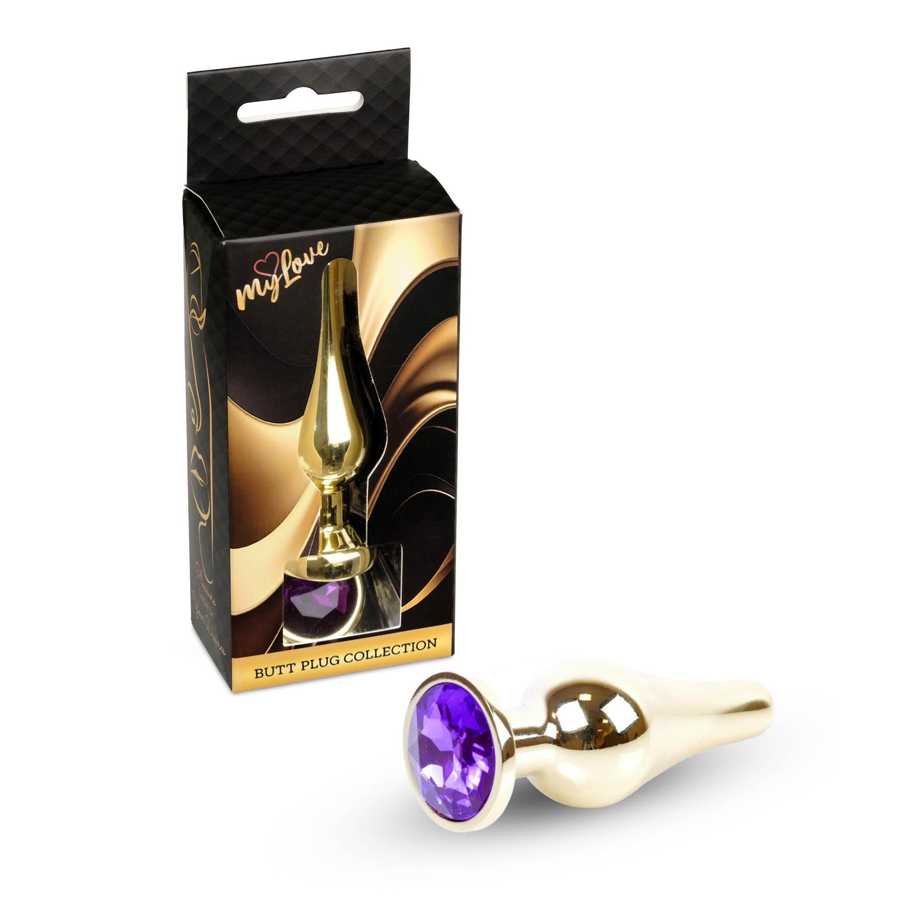 Plug anal din oțel cu diamant MyLove Toys, violet, 9,5 cm