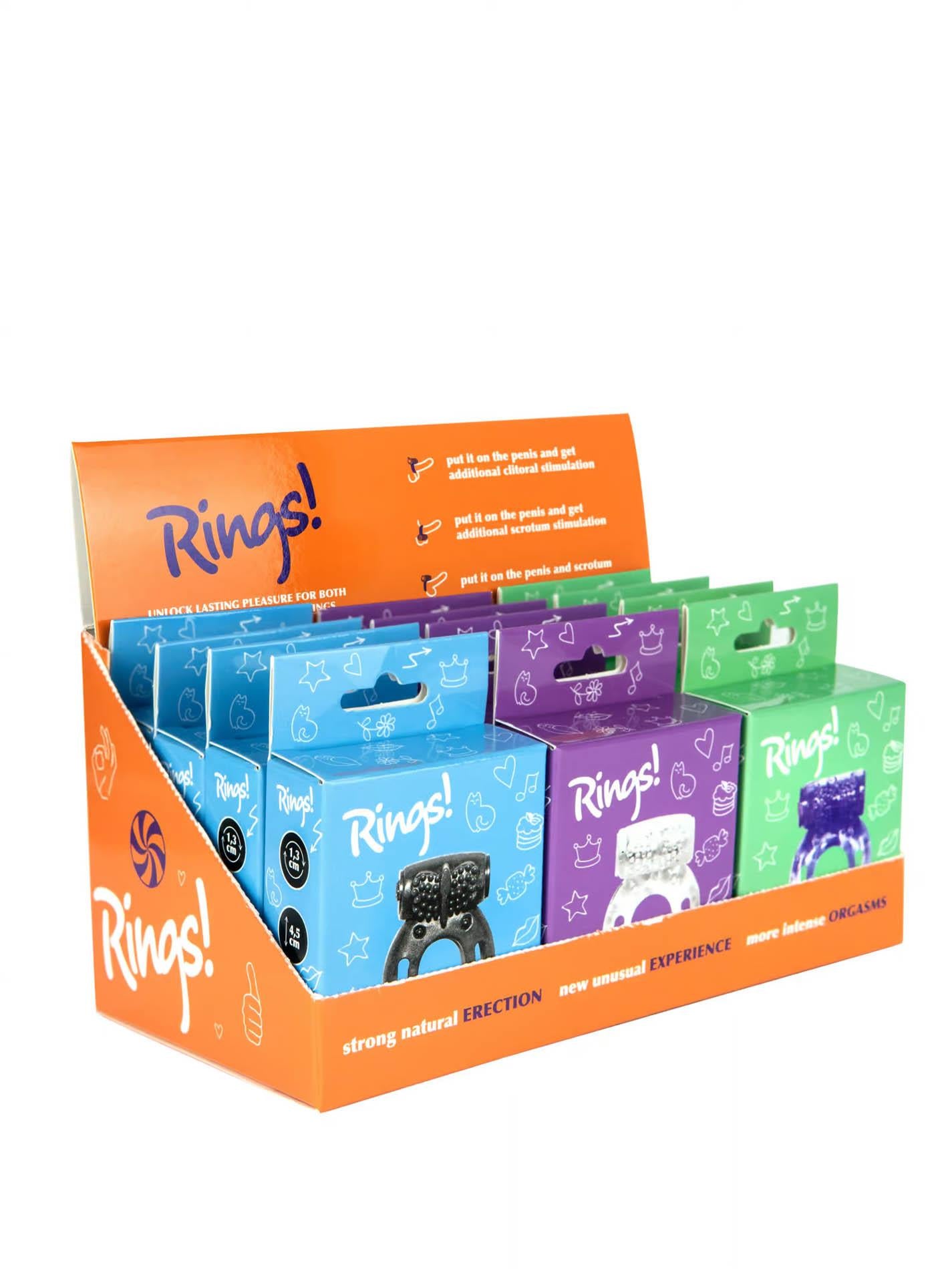 Lola Games Axle pin Showbox, pachet de 12 inele vibratoare pentru penis