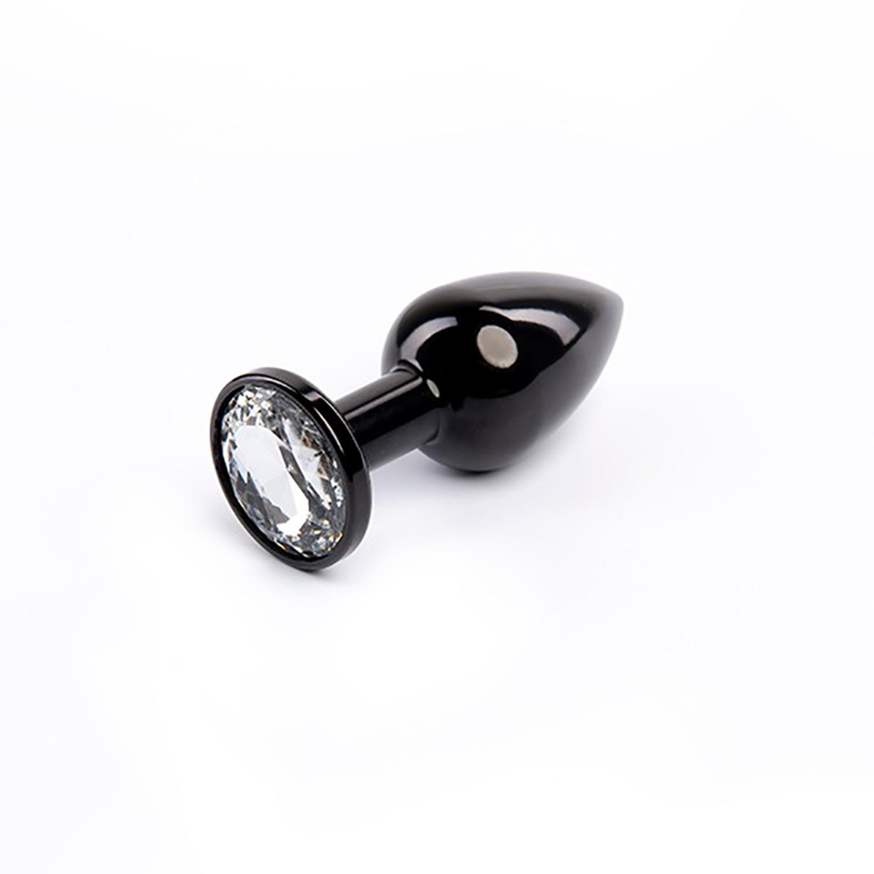 Plug anal Fantasy negru cu diamant alb 7 cm