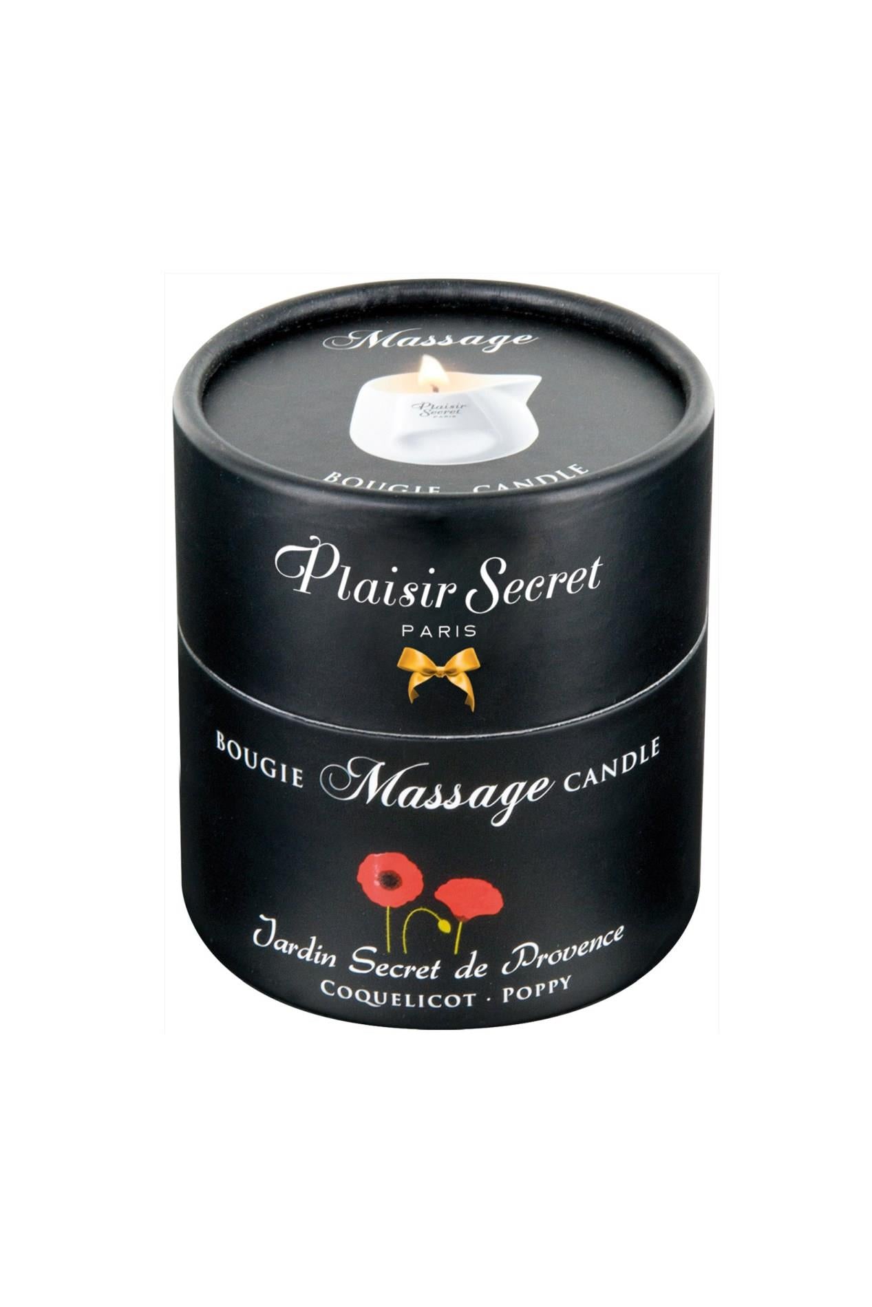 Lumânare de masaj Plaisir Secret cu flori de mac 80ml