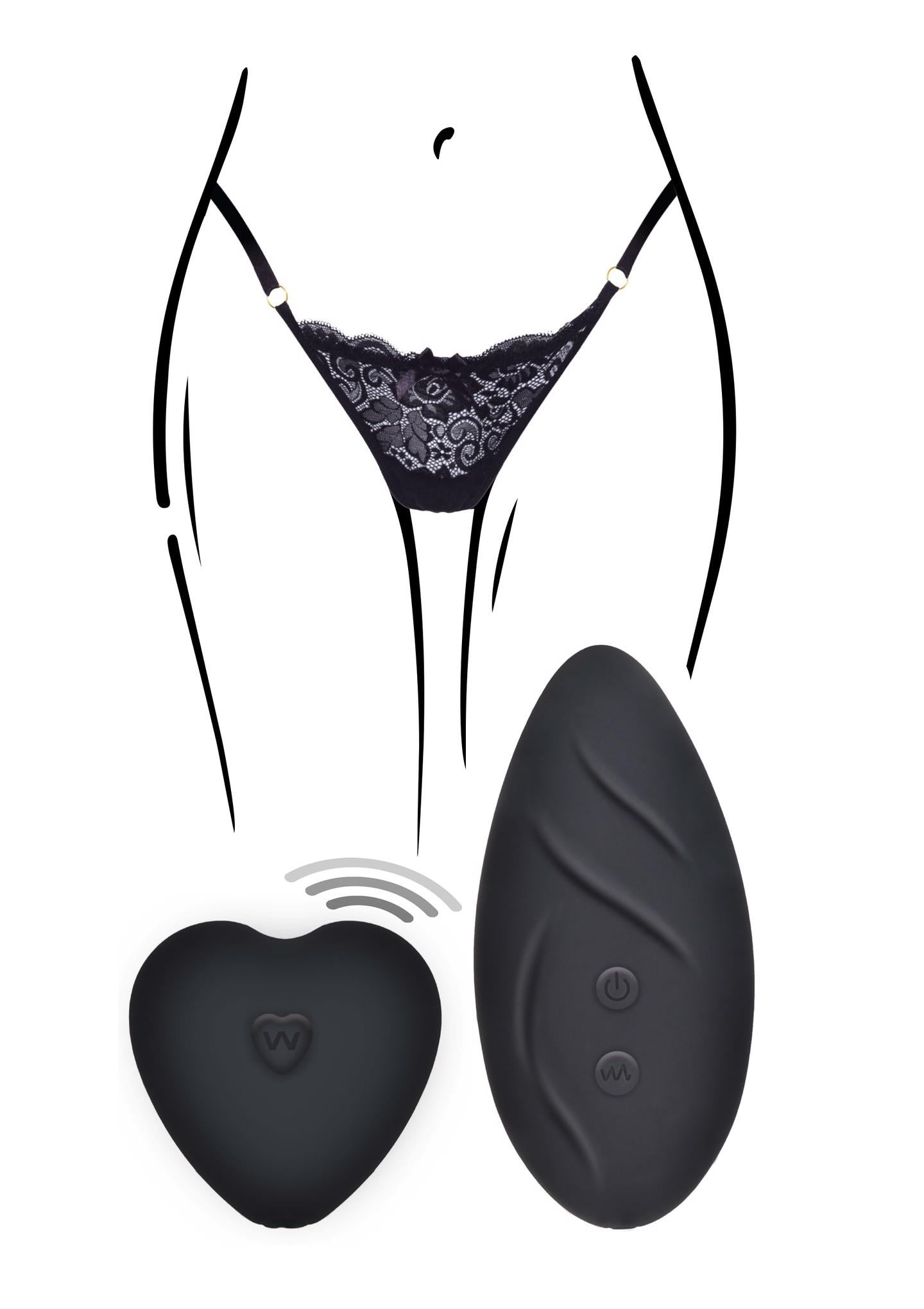 Stimulator de chiloți ToyJoy Angel, negru, cu telecomandă USB