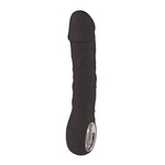 Vibrator realist fantezie, silicon negru, 22 cm, USB cu încălzire