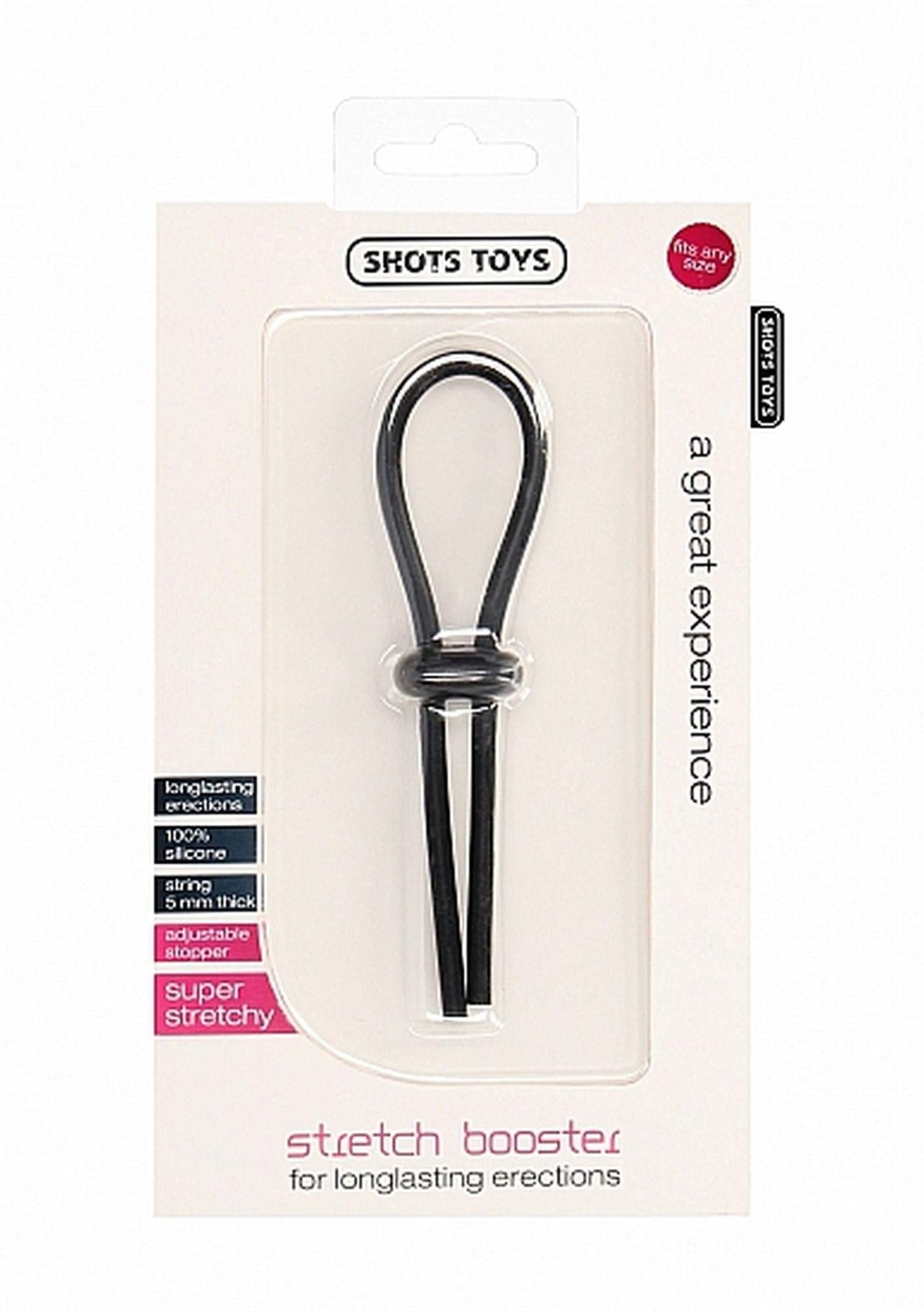 Inel de penis din silicon negru Stretch Booster ShotsToys