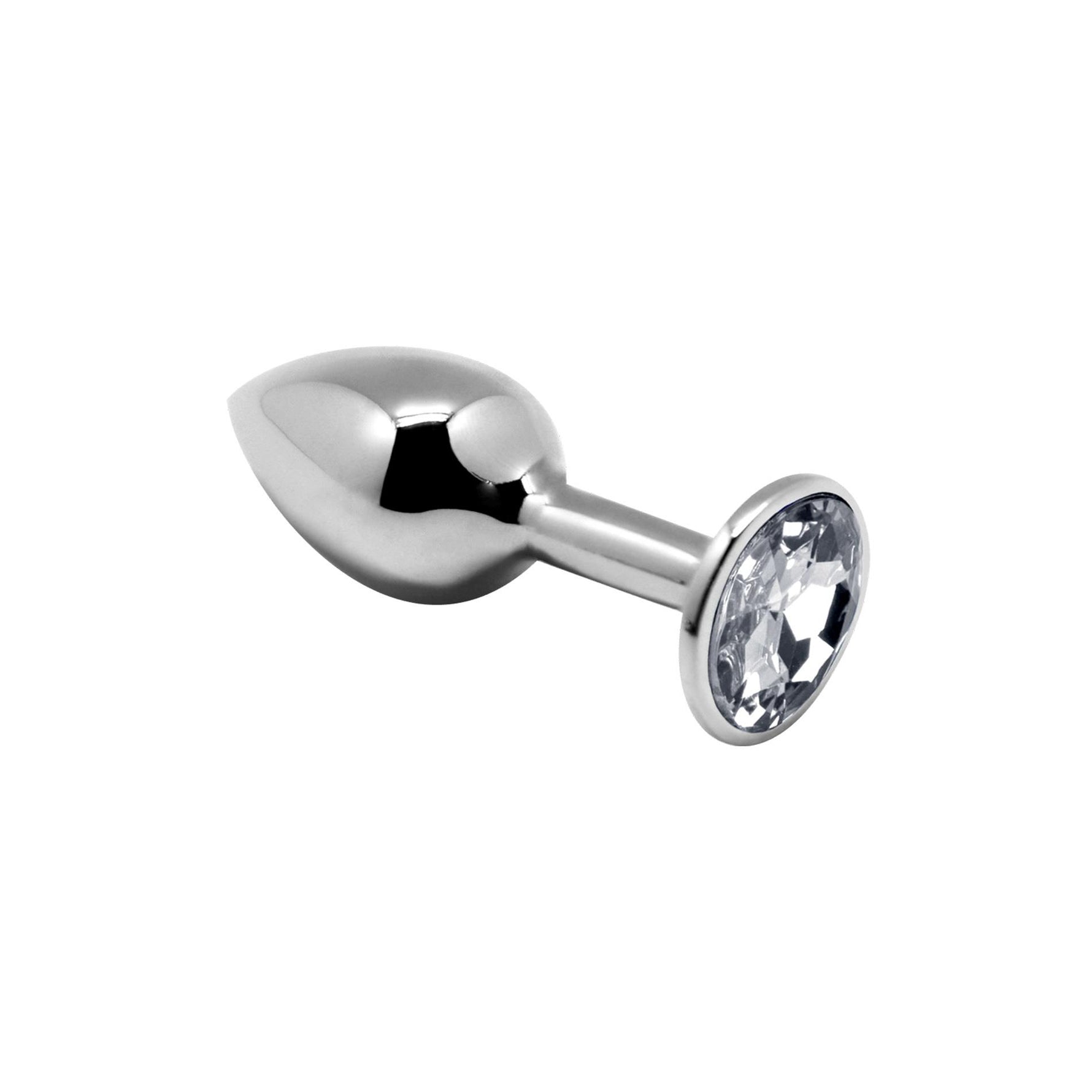 Plug anal metalic Alive cu cristal alb, mărimea 7 cm