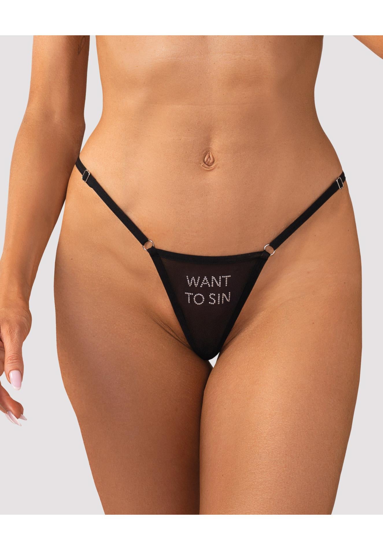 Obsessive Want to Sin tanga transparentă din plasă L/XL