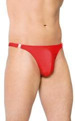 Tanga bărbătească SoftLine 4432 roșie din satin cu deschideri, mărimea M