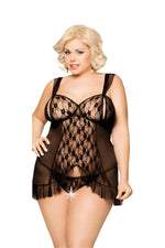 Tricou pentru păpuși Bianca SoftLine cu dantelă și plasă, negru, 2XL