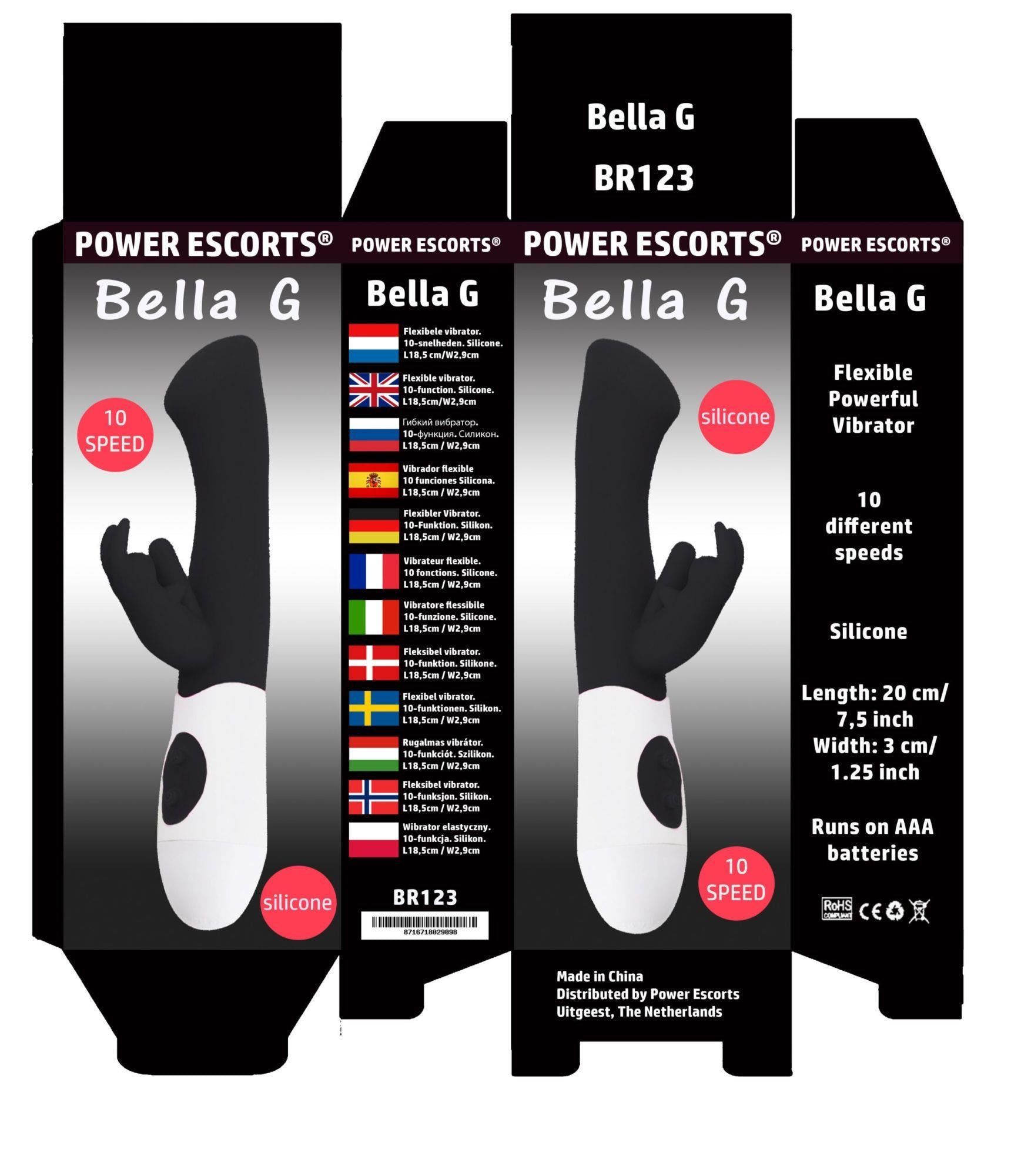 Vibrator Bella G Power Escorts pentru punctul G, negru, 20 cm