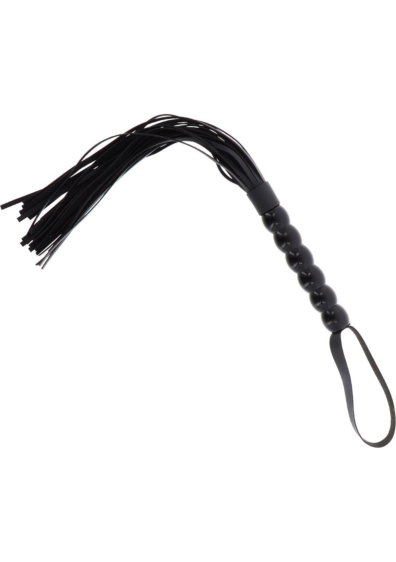 Bici cu mărgele PU negre 60 cm