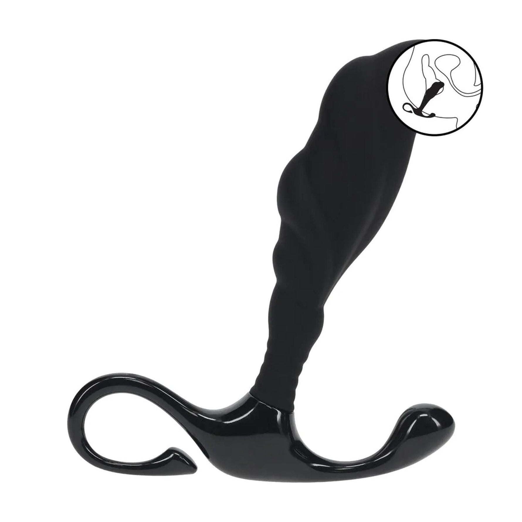 Masaj prostată Levelz din silicon, ondulat, L, negru, 12,4 cm