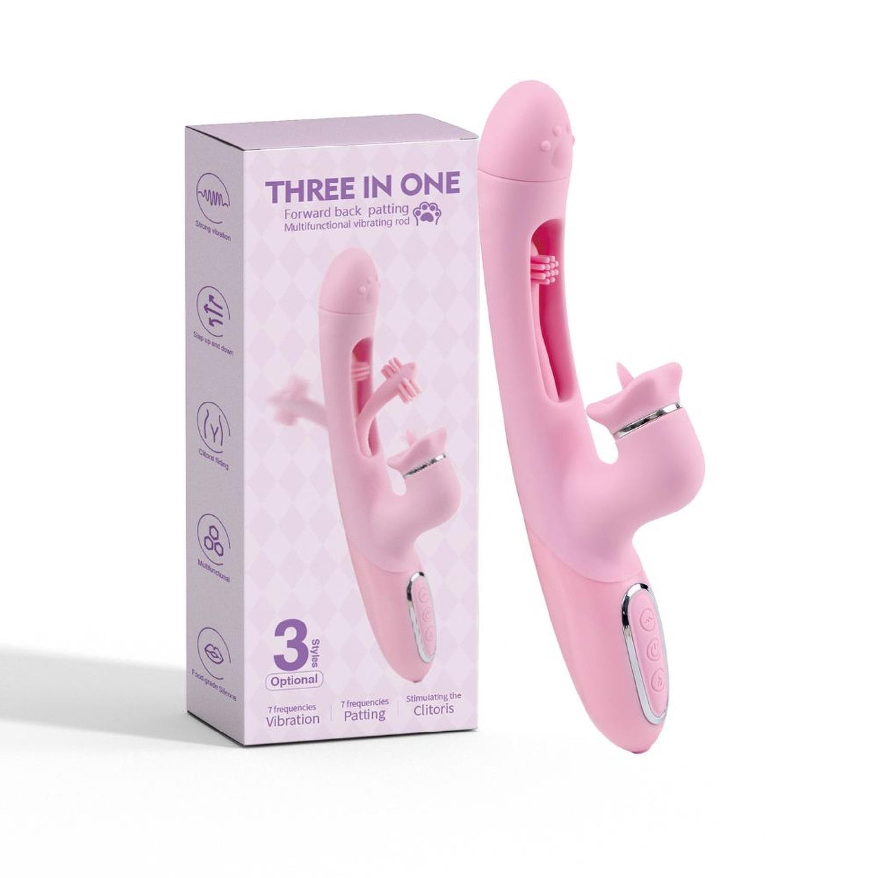 Vibrator din silicon cu trei funcții, impermeabil, seria B Lyla USB