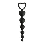 Mărgele anale Fantasy cu inimioare din silicon, negre, 18 cm